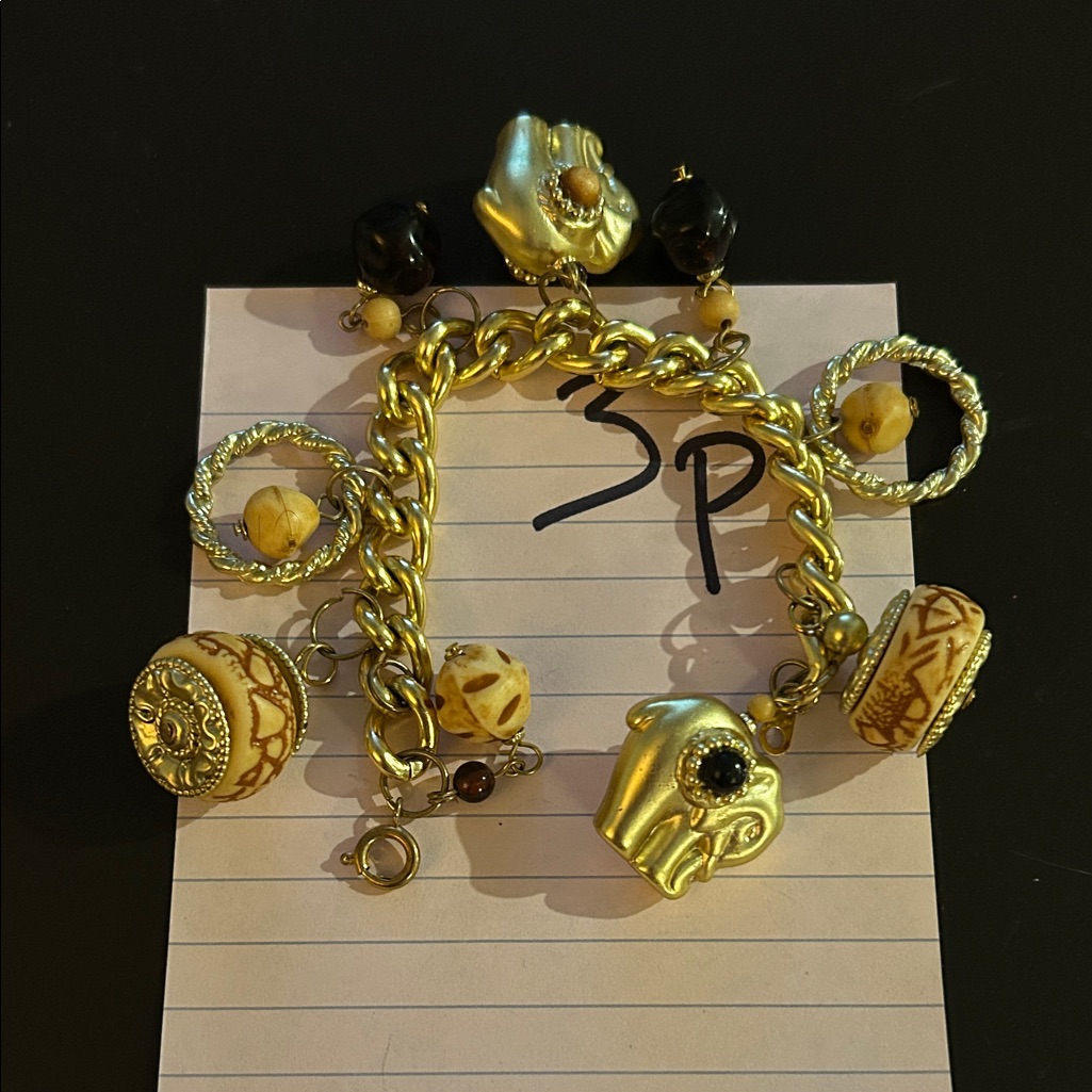 Gold And Brown Charm Bracelet